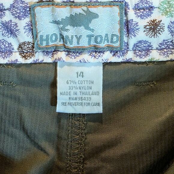 Horny Toad & Co Capri Pants Shorts Womens Sz 14 Olive Green Boho Embroidery - Picture 8 of 10